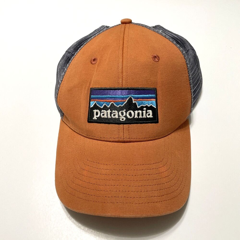 Patagonia P-6 Logo LoPro Trucker Hat Orange Mesh Back Snapback Cap Adult
